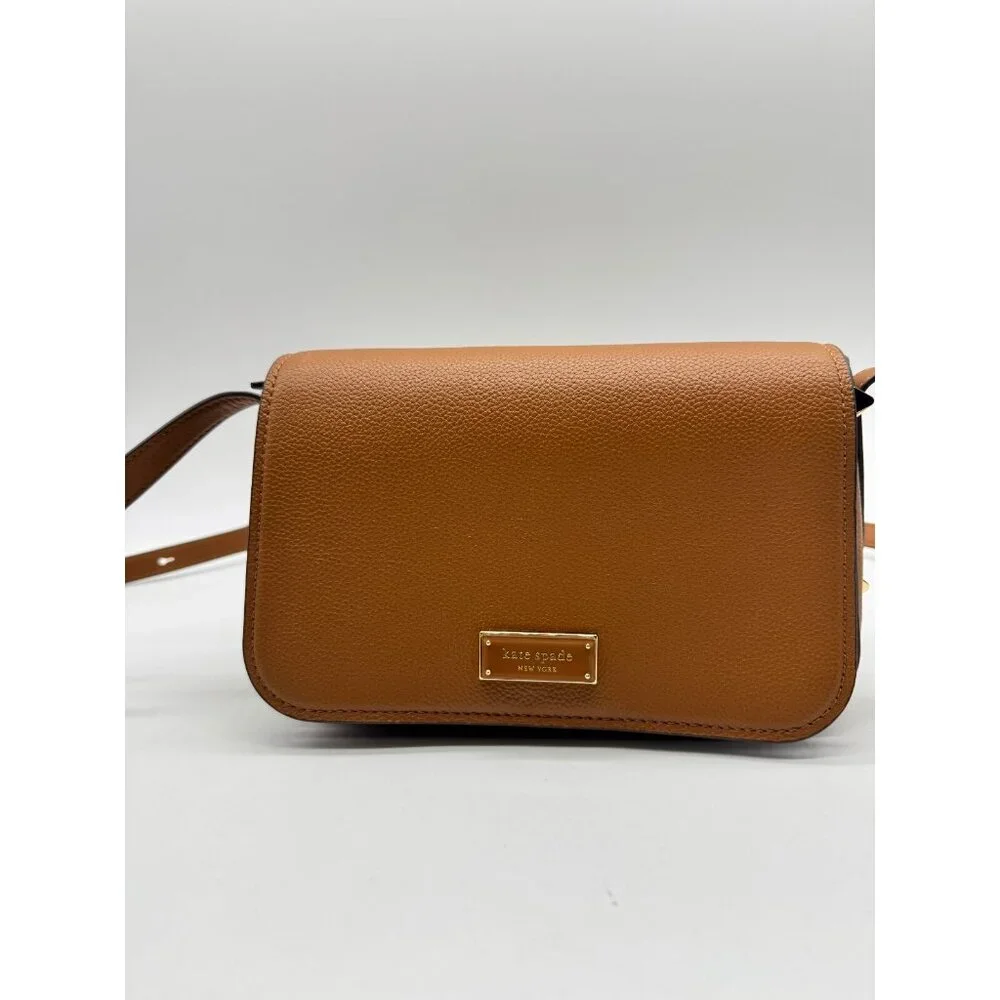 KATE SPADE NY Liv pebbled leather flap crossbody - Cavern Clay /Tan